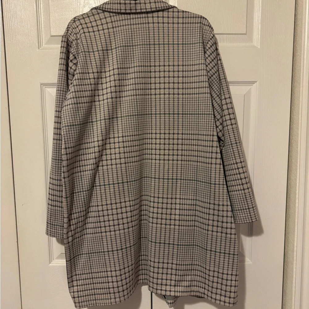 MELLODAY Gray Plaid Trench Coat - Picture 2 of 6